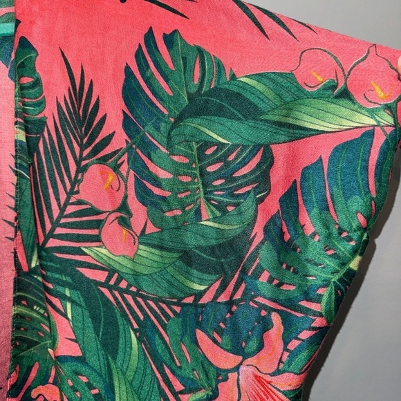 EUC Anthropologie Do Everything In Love Coral Palm Kimono Duster OSFM - Picture 4 of 7